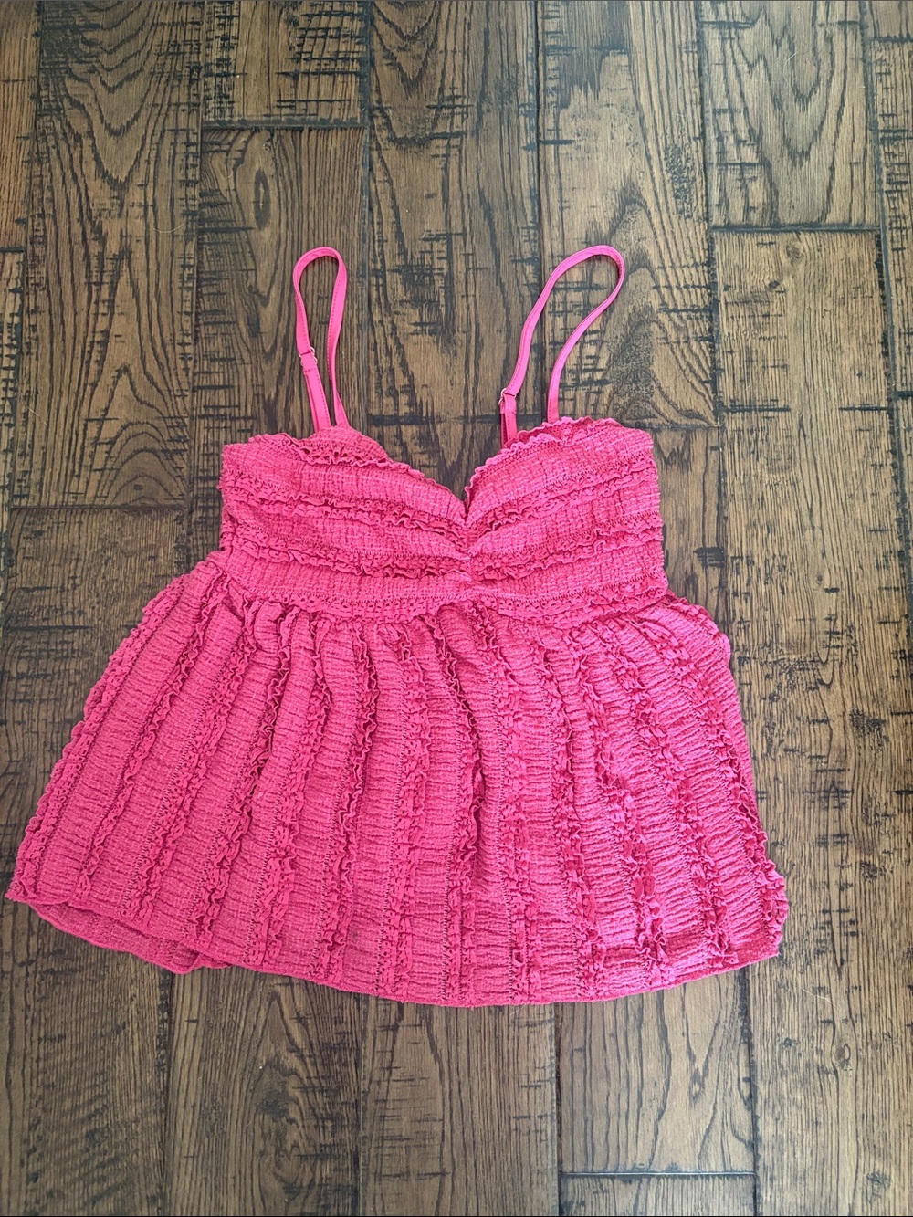 Bright Pink Smocked Spaghetti-Strap Camisole